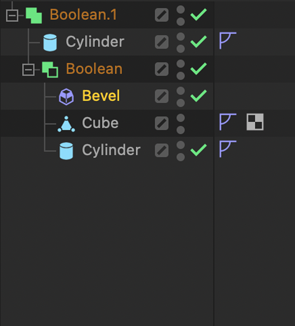 Image of the layer section of Cinema 4D of modeling the tape measurer