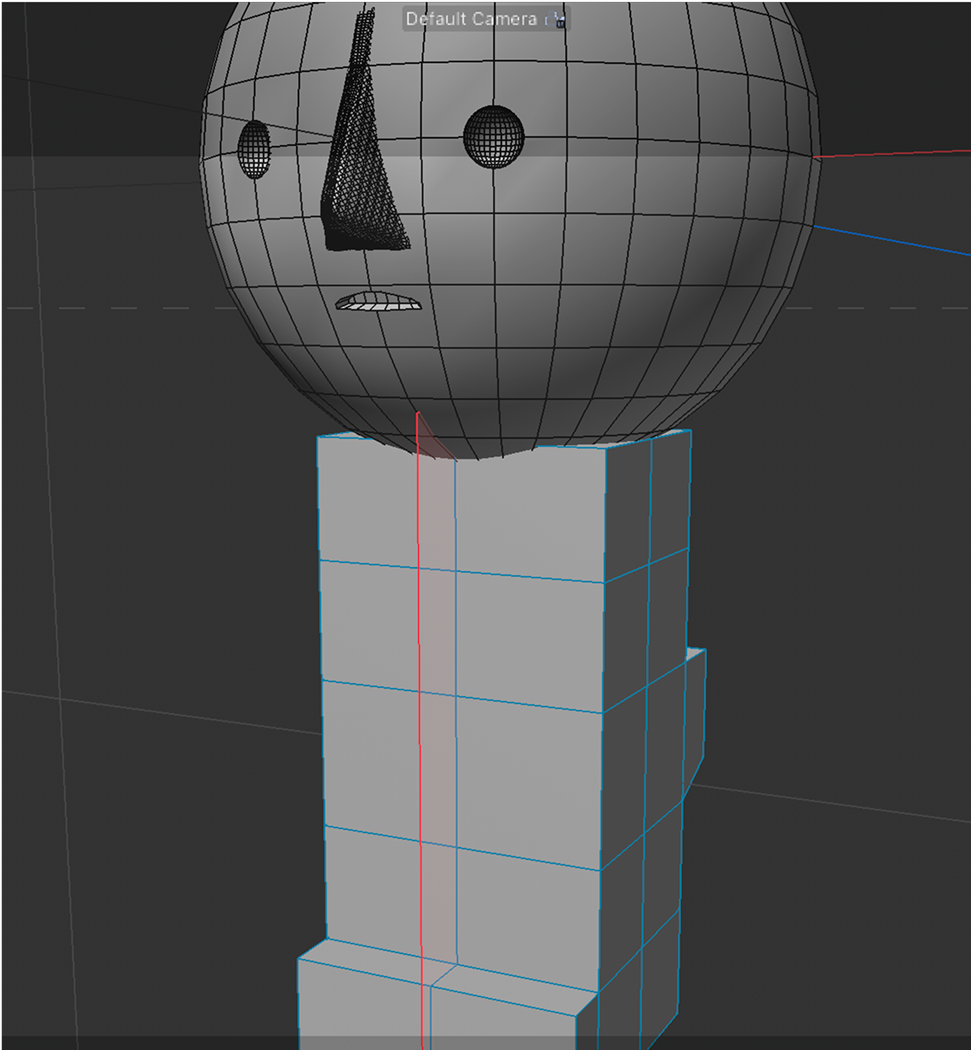 Image of the body of the Smiski figurine being modelled initially from a cube as the base shape that was modified in accordance to module 4-6.