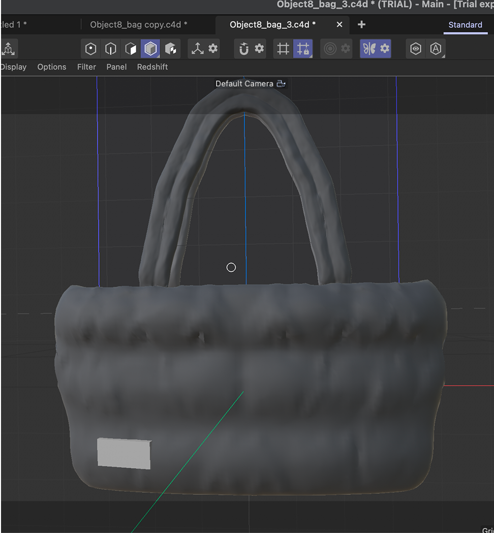 Image of textured bag with colour and label added.