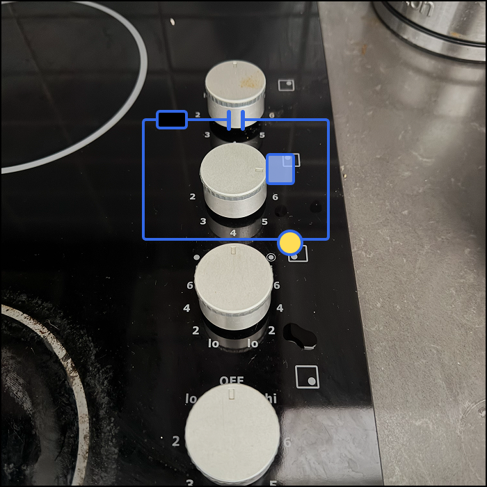 This is an example of an environment based interaction, based on the switch for the electrive stove in our condo, the switch is open when the knob is turned to the side.