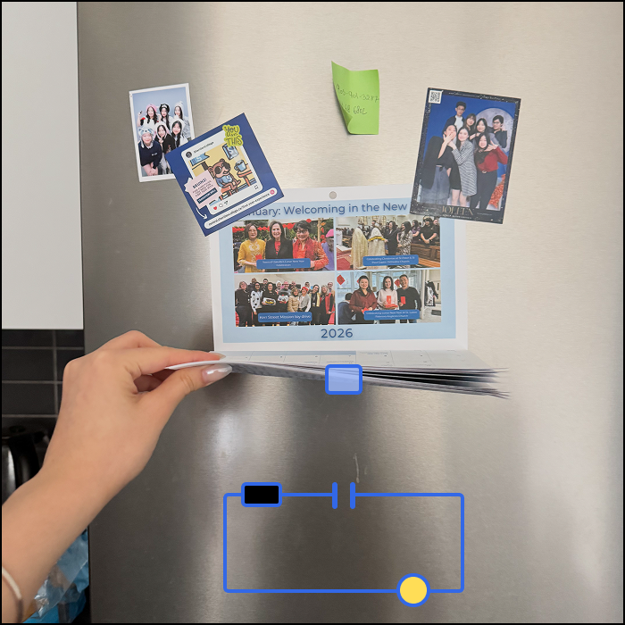 This is an example of an environment based interaction, based on the calender in front of our fridge, the switch is open when the paper is lifted.