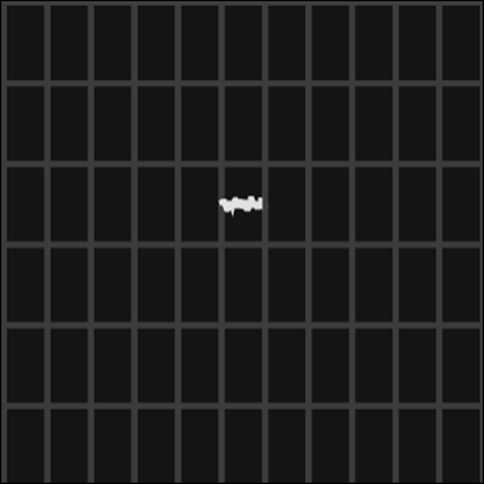 Experimenting with these graphics and layering the made me realize I could create interesting patterns by creating a gric and only activating certain cells as they synthesize and reach to the sounds.