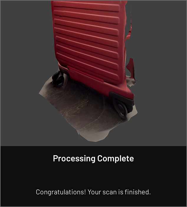Attempting to 3D scan the suitcase object, because of the reflecive nature of the surface Scaniverse has trouble capturing.